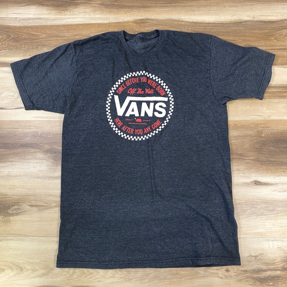 Vans T-Shirt Mens Large Graphic Logo‎ Charcoal Gray Modern Casual